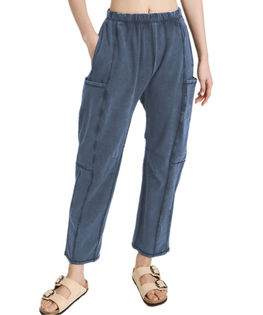 Damen lässige Sporthose mit elastischem Bund und funktionalen Seitentaschen Fudus