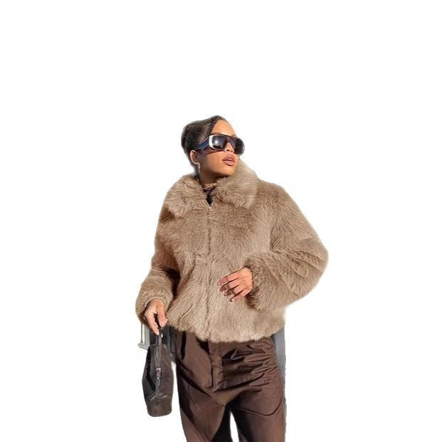 Damen Kuschelige Oversized Kunstfelljacke Fudus