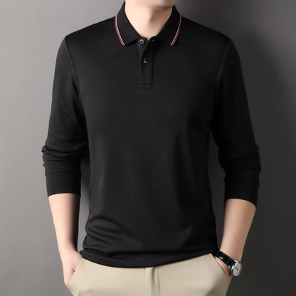 Herren elegantes Langarm-Polo mit modernem Kragen und stylischen Akzenten Fudus