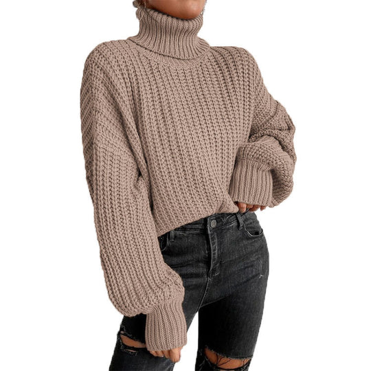 Damen kuscheliger Rollkragenpullover mit strukturiertem Strickmuster Fudus