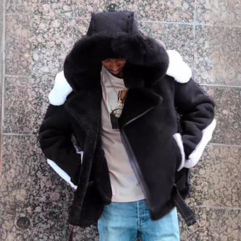 Damen Kuscheliger Teddyfell-Mantel mit Kapuze Fudus