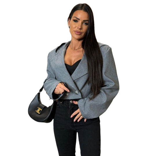 Damen Kurze Blazerjacke mit oversized Schnitt und elegante Knopfdetails Fudus