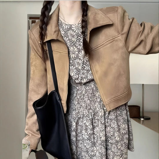 Damen Lässig cropped Jacke Fudus