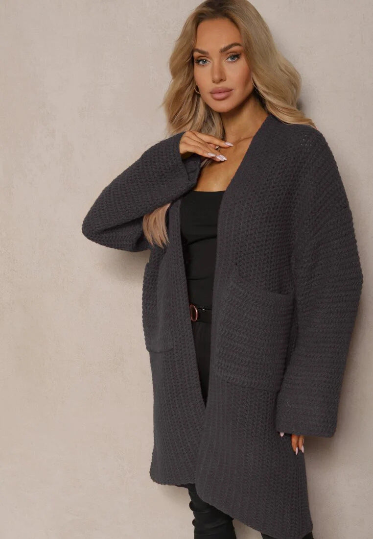 Damen Grobstrickjacke mit lässigem Schnitt und praktischen Taschen Fudus
