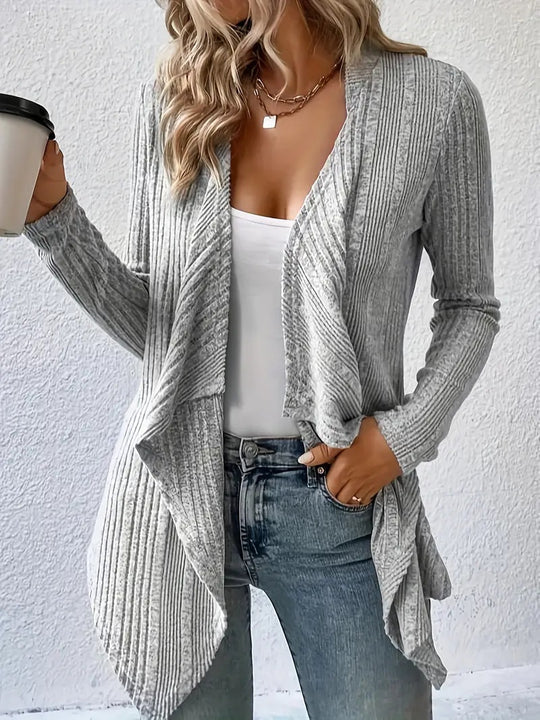 Damen lässige Strickjacke mit asymmetrischem Saum Fudus