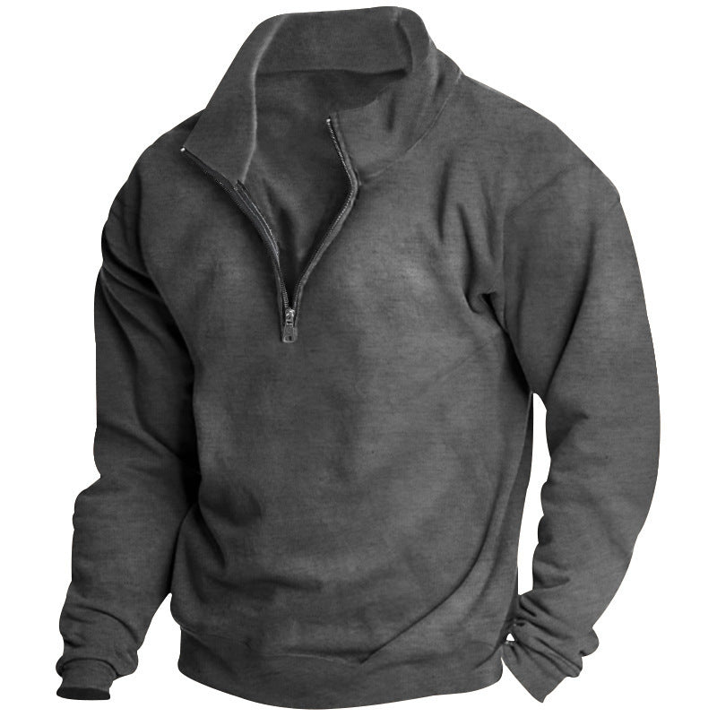 Herren Stehkragen Sweatshirt mit halbem Reißverschluss Fudus