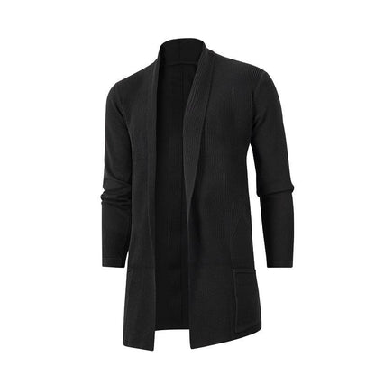 Damen Strickjacke mit modernem Kragen und tiefen Taschen Fudus