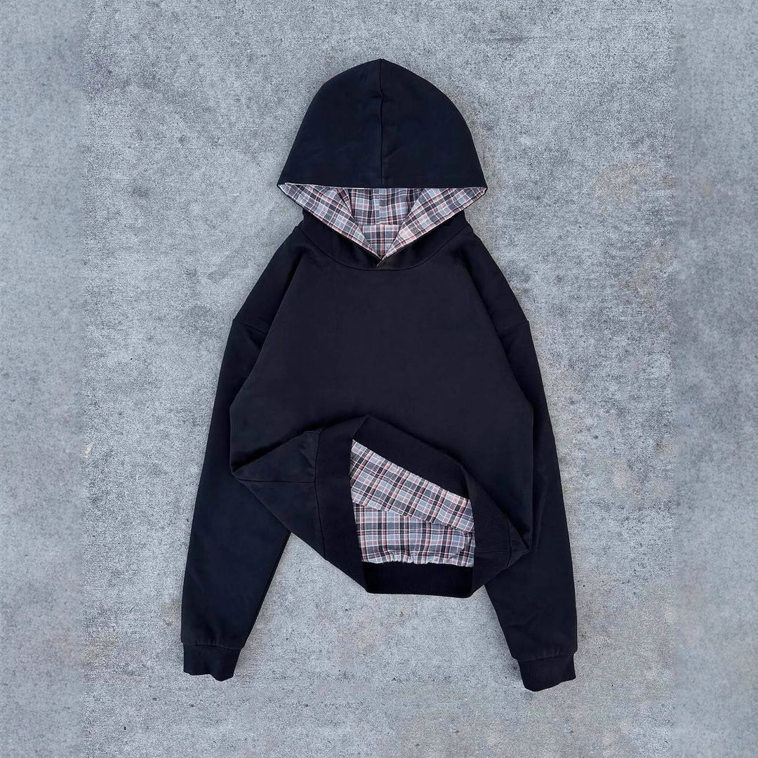 Damen Kapuzenpullover mit modernem Karo-Futter Fudus