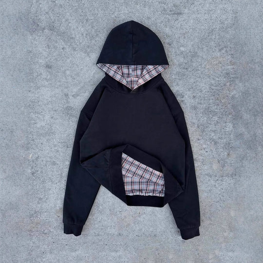 Damen Kapuzenpullover mit modernem Karo-Futter Fudus