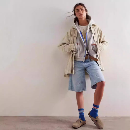 Damen Modischer Kapuzenpullover mit auffälligen Kontrastnähten und großzügigen Taschen Fudus