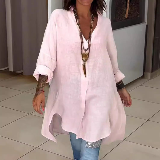 Damen lässige Leinenbluse Fudus