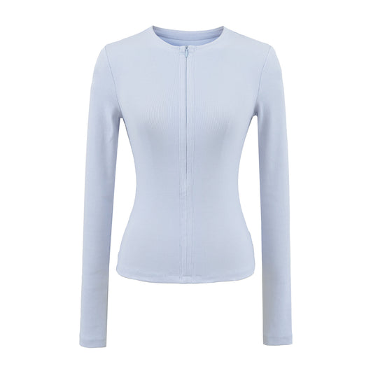 Damen langärmliges Zipper-Oberteil Fudus