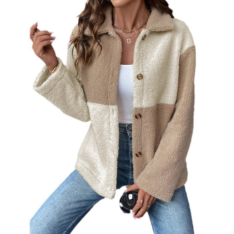 Damen kuschelweiche Fleecejacke mit Blockmuster Fudus
