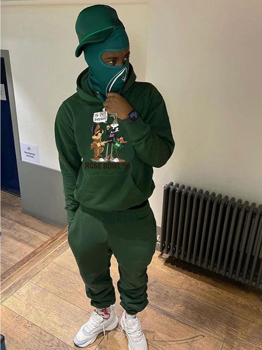 Damen Hoodie und Jogginghose Set mit kreativem Cartoon-Motiv und bequemer Passform Fudus