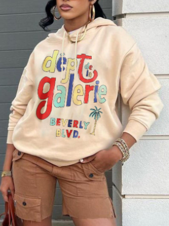 Damen Hoodie mit auffälligem Vintage-Logo Fudus