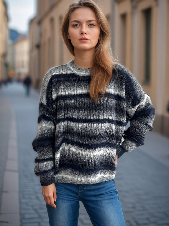 Damen kuscheliger Strickpullover mit Flair Fudus