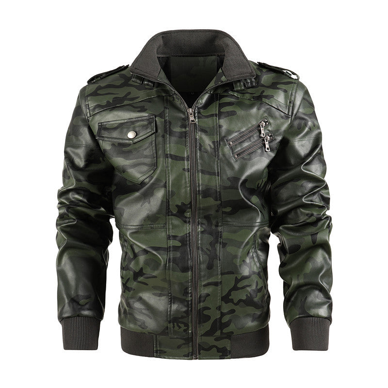 Herren Camouflage Lederjacke Fudus