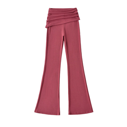 Damen komfortable Palazzo-Hose mit breitem Bund Fudus
