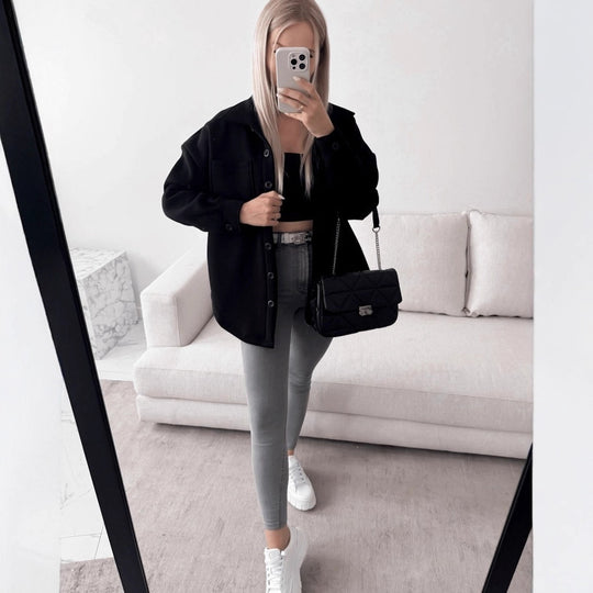 Damen Lässige Overshirtjacke mit praktischen Taschen Fudus