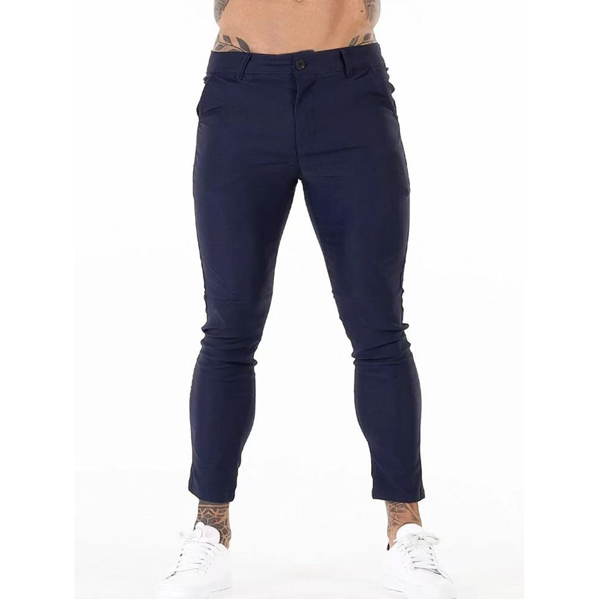 Herren Elegante Slim-Fit Chinos mit elastischem Bund und seitlichen Eingrifftaschen Fudus