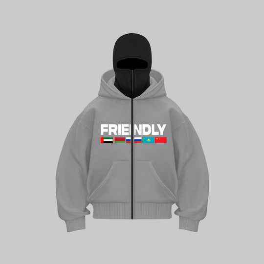 Damen Kapuzenjacke mit festem Reißverschluss und auffälligem grafischen Druck Fudus