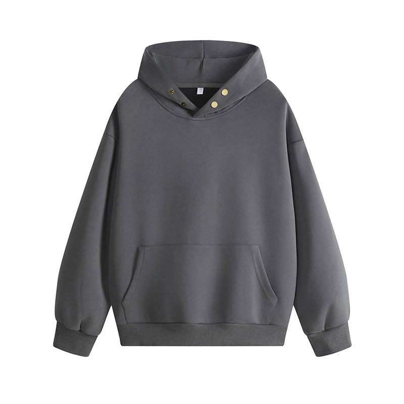 Damen Kapuzenpullover mit innovativem Schnitt und praktischen Druckknöpfen Fudus