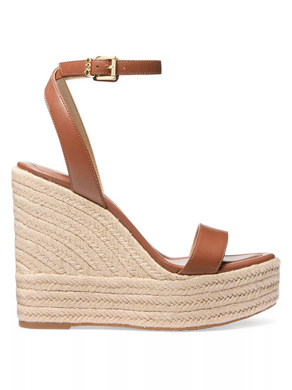 Espadrille Keil-Sandaletten Damen Leder Elegant