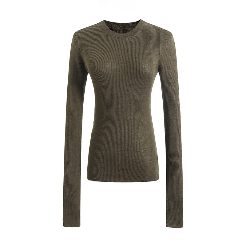 Damen langärmliges Ripp-T-Shirt