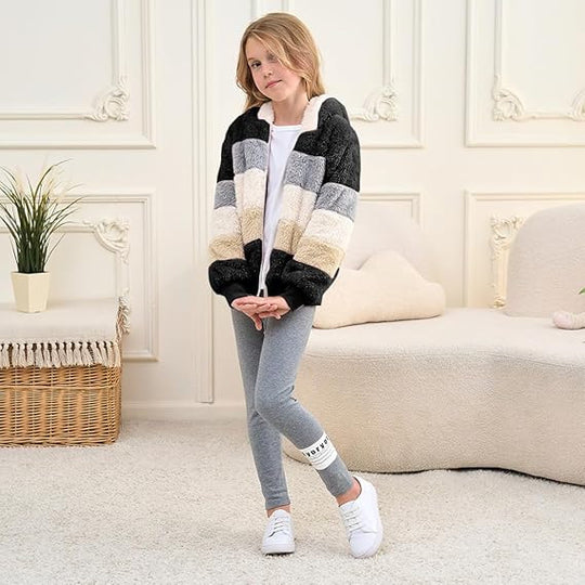 Damen Kuschelige Jacke mit modischem Streifenmuster Fudus