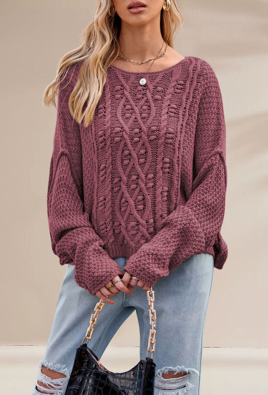 Damen Grobstrickpullover mit besonderen Details Fudus