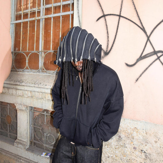 Damen Kurzjacke mit Reißverschluss und asymmetrischem Kapuzen-Design Fudus