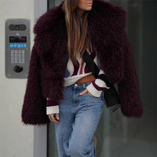 Damen Kunstfellmantel im modischen Oversized-Schnitt Fudus