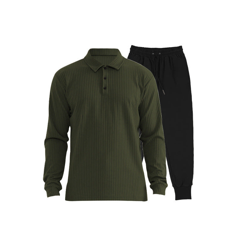 Herren Sportliches Langarm-Polo und Jogginghose Set Fudus