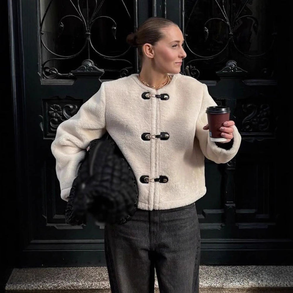 Damen Kuschelweiche Fleecejacke mit dekorativen Knöpfen Fudus