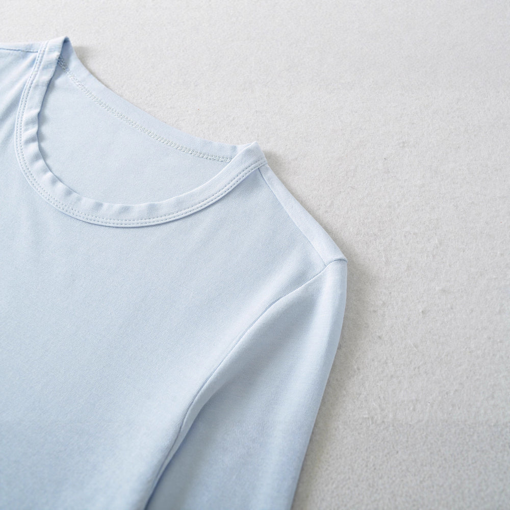 Damen langärmliges Rippenshirt mit raffinierten Drapierungsdetails Fudus