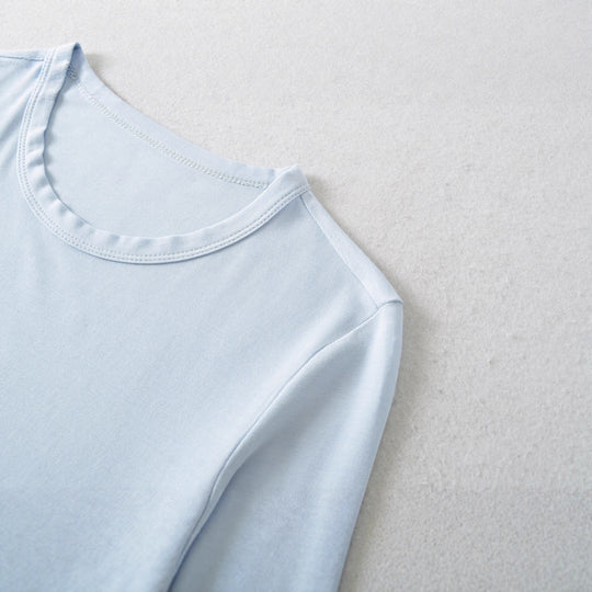 Damen langärmliges Rippenshirt mit raffinierten Drapierungsdetails Fudus