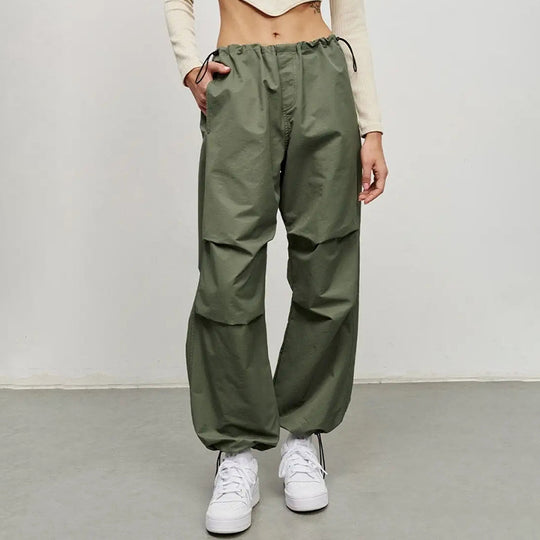 Damen Lässige Cargo-Hose mit elastischem Bund und praktischen Taschen Fudus