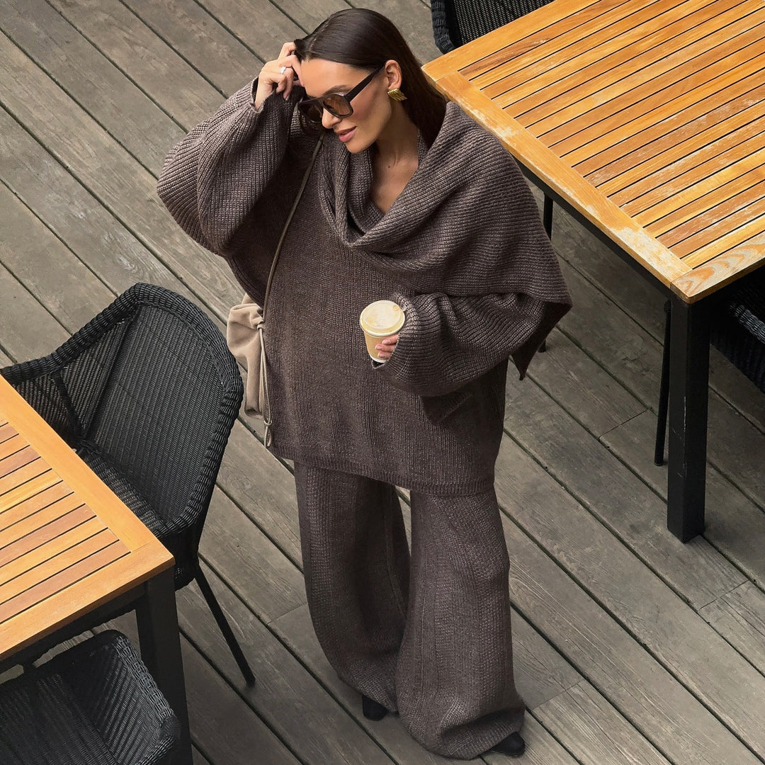 Damen Komfortabler Strick-Loungewear-Anzug Fudus