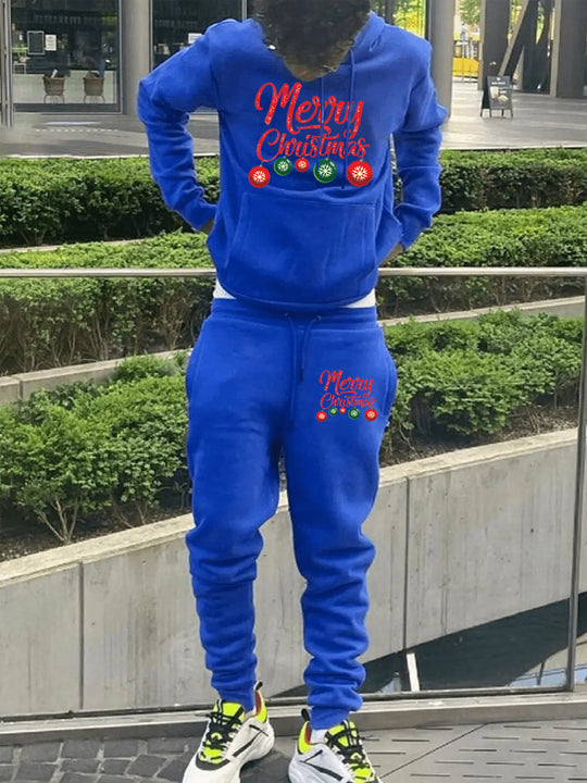 Damen Hoodie und Jogginghose Set mit festlichem Weihnachtsmuster Fudus