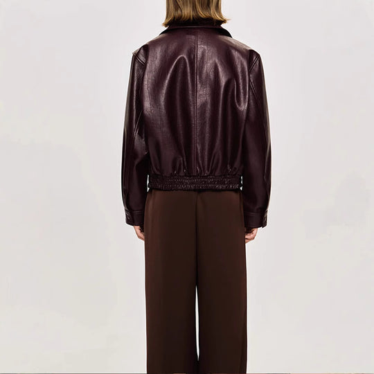 Damen Kunstlederjacke im modischen Schnitt mit elastischem Bund Fudus