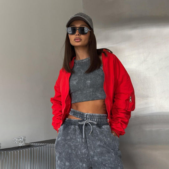 Damen lässige Freizeithosen mit hohem Bund und Gummizug Fudus