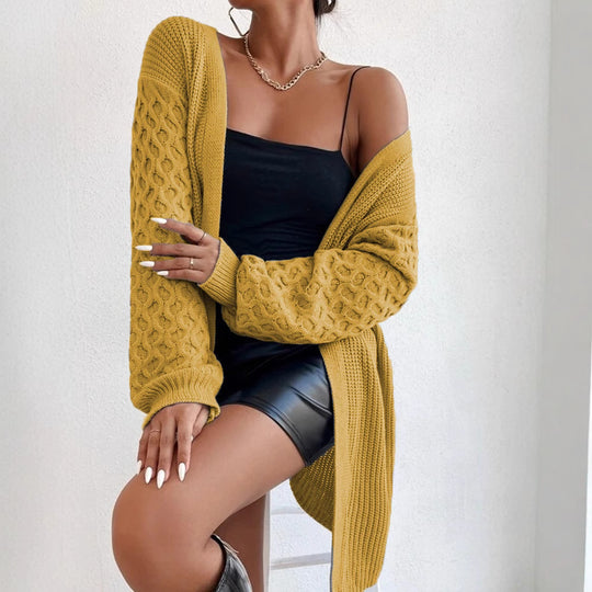 Damen Grobstrick Cardigan mit modernen Zopfdetails Fudus