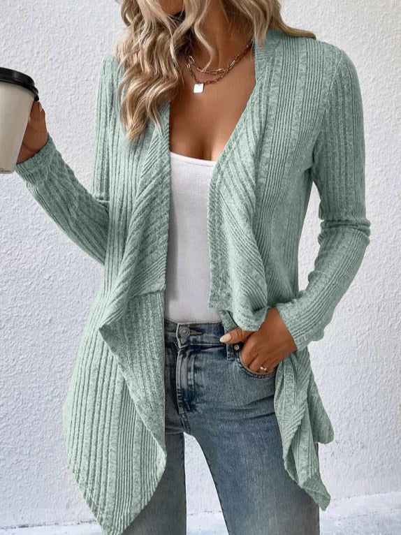 Damen lässige Strickjacke mit asymmetrischem Saum Fudus