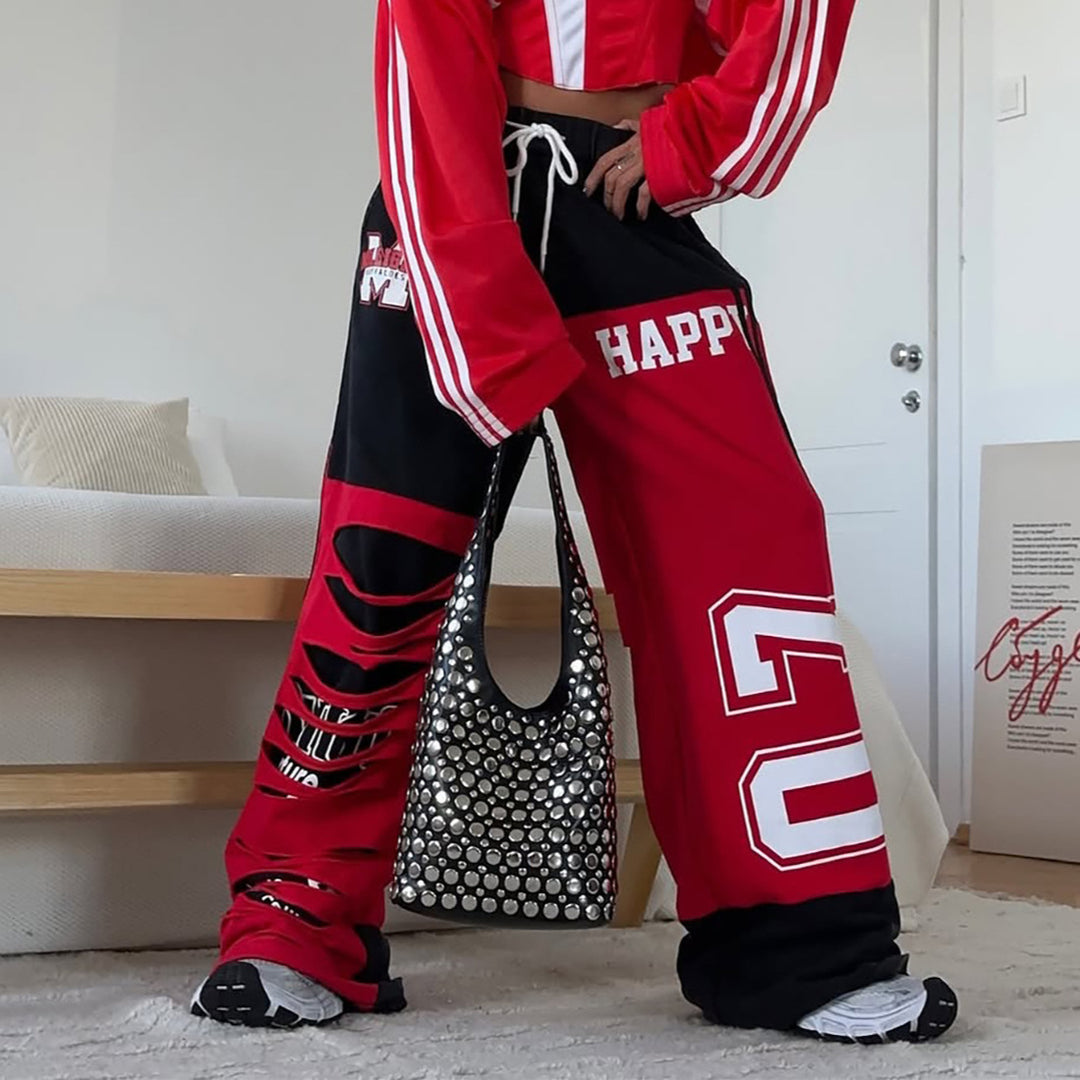 Damen lässige Cargohose mit einzigartigen Cut-Outs und auffälligen Details Fudus