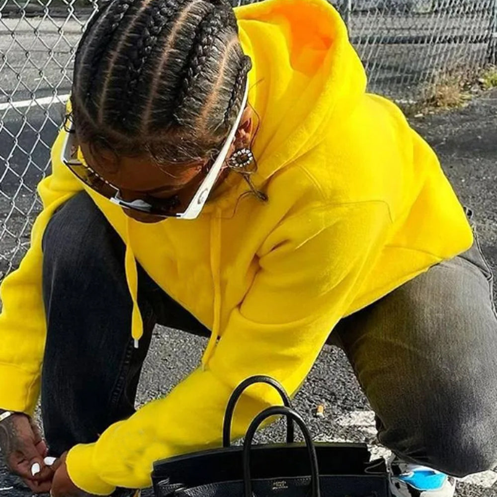 Damen Hoodie mit Kängurutasche und weichem Innenmaterial Fudus