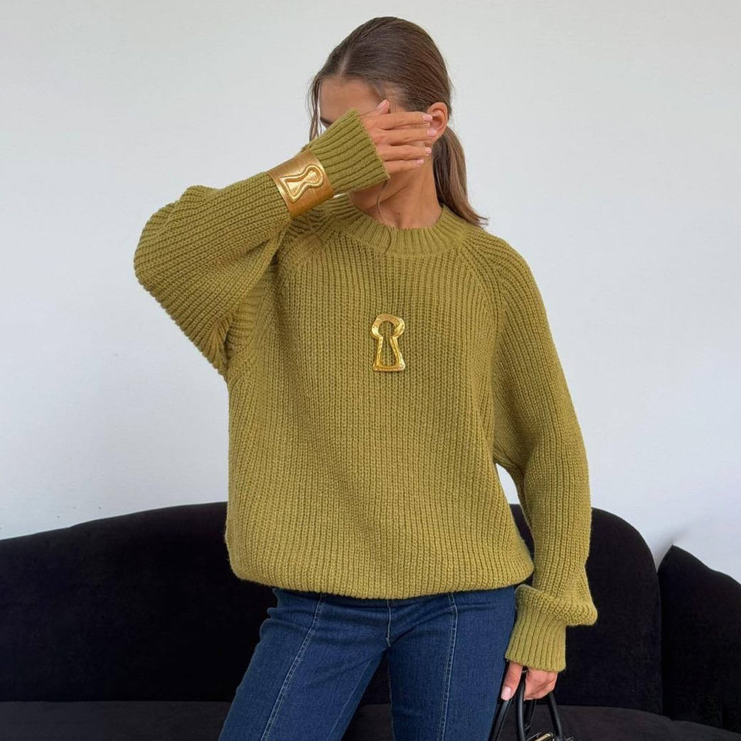 Damen Grobstrickpullover mit lässigem Schnitt und Raglanärmeln Fudus