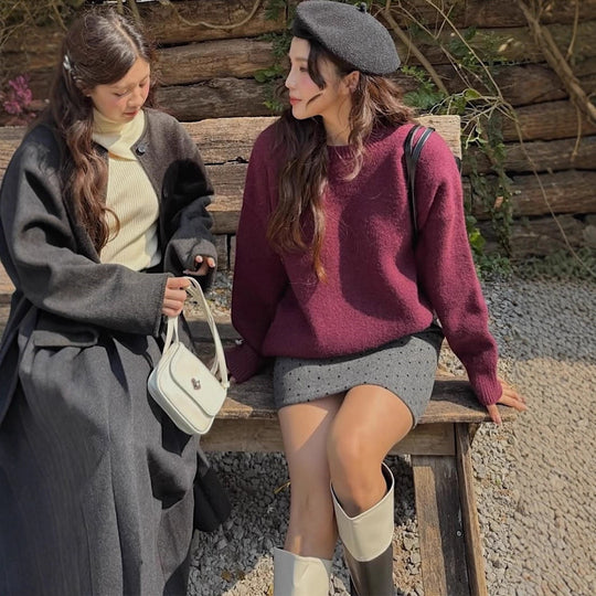 Damen kuscheliger Strickpullover mit oversized Schnitt Fudus