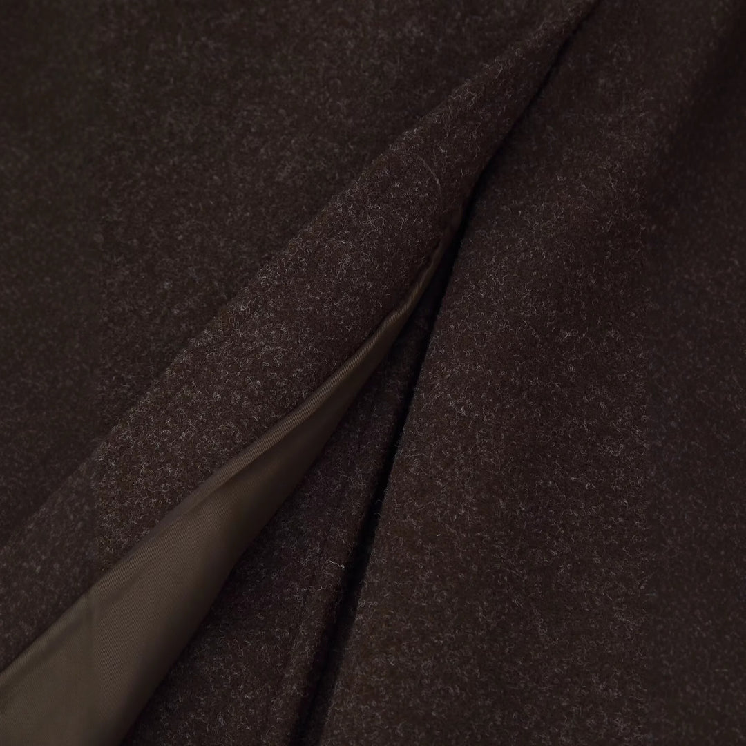 Damen klassischer Wollmantel mit doppelter Knopfreihe und großem Revers Fudus