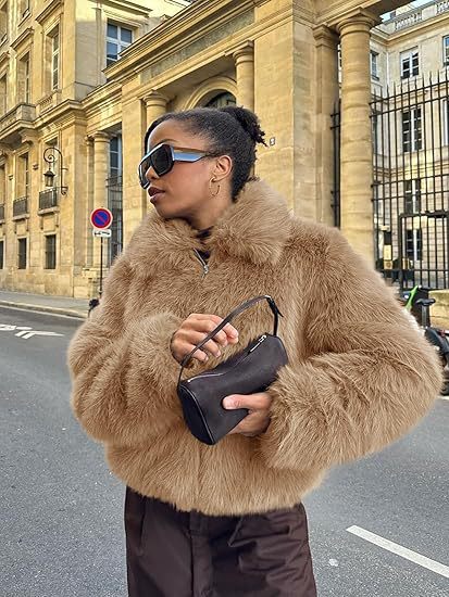 Damen Kuschelige Oversized Kunstfelljacke Fudus