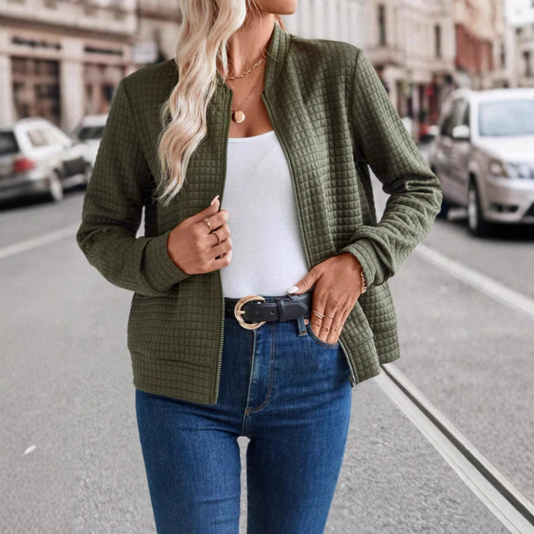 Damen leichte Steppjacke mit hohem Kragen und durchgehendem Reißverschluss Fudus